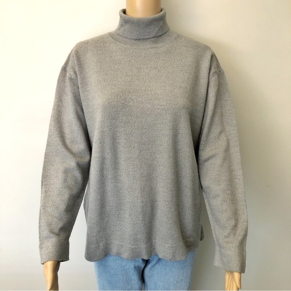 Springfield Sweaters - Springfield Marino Wool Oversized Minimalist Gray Turtleneck Jumper Sweater. XXL